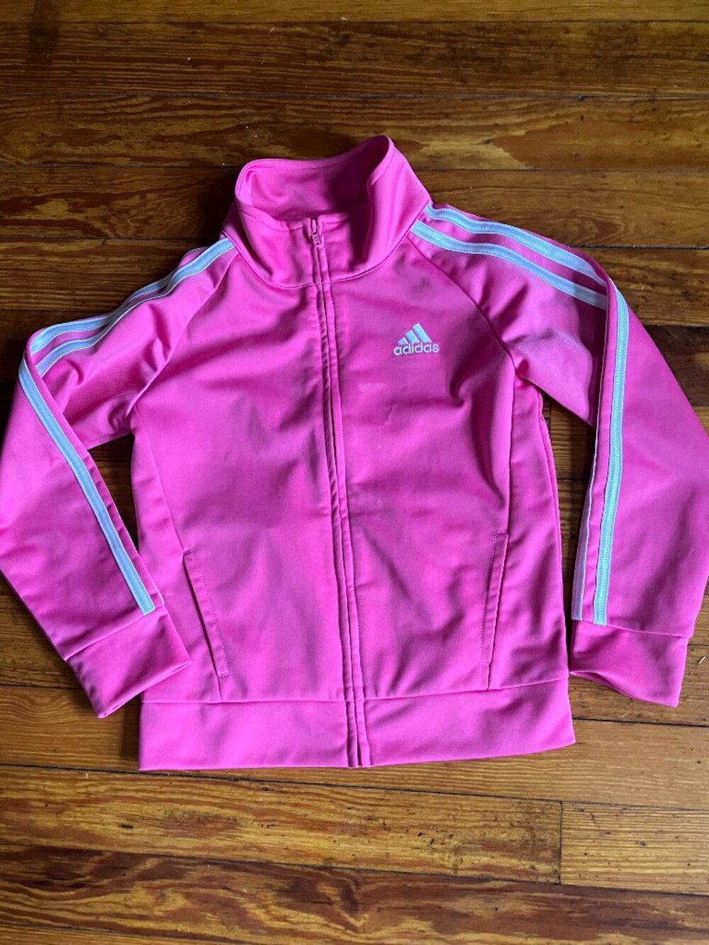 adidas Originals Girls Pink 3-Stripe Track Jacket Size 5